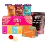 Open Secret Bhaidooj Gift Hamper With Chocolate Cookies | 10 Item Gift Combo – Assorted Chocolate Cookies Biscuits, Dark Chocolate, Dry Fruit And Nuts Combo Set – Cashew Almond, Bhai Dooj Card, Roli Chawal, Tikha Threads | Premium Dry-Fruits Healthy Snacks Hamper For Brother Sister | Gift Box Diwali And Bhaiya Dooj