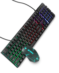 Raegr Rapidgear X30 Wired Rainbow Backlight Keyboard And 1200 Dpi Mouse Set, Led Backlit, Floating Keycaps With Breathing Lights Effect, Plug And Play | Compatible With Pc/Laptop/Mac – Black Rg10471