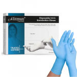 Alitmun ® Nitrile Gloves, Disposable Powder Free Examination Hand Gloves, True Blue Color, Medium Size, Medical Grade Surgical Gloves, Pack Of 100
