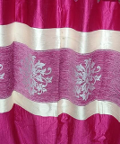 Tria 01 Damask Design Patch On Heavy Shenil Velvet Touch With Zari Work Window Curtain – Set Of 1Pcs, 5Ft, Royal Pink