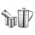 Jensons Stainless Steel 5 Pcs Lemon Set (4 Glass + 1 Jug) Plain