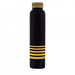 Zeyfleeb Crystal Clear Water Bottle Set Of 1 Pcs 1 Litre, Plastic Fridge Water Bottle Set, Ideal For Office, Sports, School, Travelling, Gym, Yoga, Checkered Pattern, Set Of 1 Pcs (Black Gold Line-03)