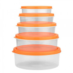 Asian Plastic Storage Containers – 3.5L, Set Of 5, Orange