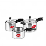 Pigeon By Stovekraft Aluminium Pressure Cooker Combo 2, 3, 5 Litre Inner Lid With Induction Base, Silver, Large (14458)
