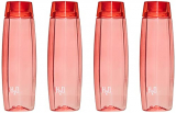 Cello Octa Premium Edition Safe Plastic Water Bottle, 1 Litre, Set Of 4, Red