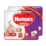 Huggies Wonder Pants, Small (S) Size Baby Diaper Pants, 4 – 8 Kg, Combo Pack Of 2, 56 Count Per Pack, 112 Count, With Bubble Bed Technology For Comfort