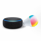 Echo Dot (Black) Combo With Wipro 12W Led Smart Color Bulb