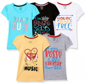 Longies Girl’S Regular T-Shirt (Lggtspo5V001_Grey,Blue,Black,White,Beige 7Years-8Years)