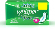Whisper Ultra Clean Sanitary Pads For Women, X-Large Plus, Pack Of 30