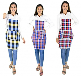 Glun Cotton Kitchen Multi Colour Apron With Front Pocket – Set Of 3(Color And Design May Vary)