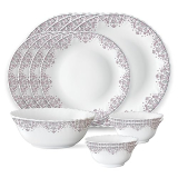 Larah By Borosil Lark Fluted Series Opalware Dinner Set | 13 Pieces For Family Of 4 | Microwave & Dishwasher Safe | Bone-Ash Free | Crockery Set For Dining & Gifting | Plates & Bowls | White