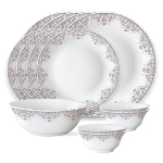 Larah By Borosil Lark Fluted Series Opalware Dinner Set | 13 Pieces For Family Of 4 | Microwave & Dishwasher Safe | Bone-Ash Free | Crockery Set For Dining & Gifting | Plates & Bowls | White