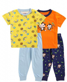 Bumzee Unisex’S Cotton Clothing Set (Pack Of 4) (Peb5040_Orange & Yellow_3-6 Months)