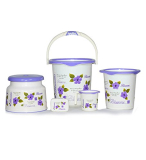 Cello Blossom 5 Piece Plastic Bath Set, Small, Purple