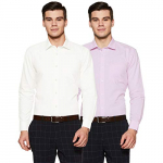 Amazon Brand – Symbol Men’S Solid Regular Fit Full Sleeve Formal Shirt (Combo Pack Of 2) (Ss18-Smfs-207_White & Sky_39)