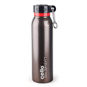 Cello Beatle Stainless Steel And Plastic Hot And Cold Double Walled Water Bottle (550Ml, Brown), Standard