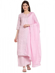 Gosriki Women’S Cotton Blend Kurta With Pant & Dupatta (Kpzd-Cot-10024-Pink-Go_Light Pink_Small)