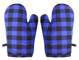 Glun Pair Of Extra Padded Unique Check Pattern Oven Gloves Heat Resistant, Protection Of Hands From Hot Utensils, Grill, Barbecue (Blue Checkered Oven Gloves)