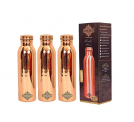 Indian Art Villa Pure Copper Shine Finish Bottle, Stoarage & Drinkware, Health Benefits, Volume-900Ml, Pack Of 3