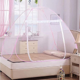 Heart Home Foldable, Durable, Lightweight Nylon Double Bed Mosquito Net, 6.5 X 6.5 Ft. (Pink)-46Hh0459