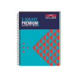 Luxor 5 Subject Spiral Premium Exercise Notebook, Single Ruled – (18Cm X 24Cm), 250 Pages