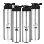 Pigeonby Stovekraft Inox Hydra 1000 900 Ml Bottle (Pack Of 4, Black, Steel/Chrome, Steel)