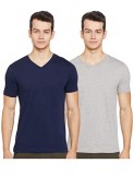 Amazon Brand – Symbol Men’S Solid Regular Fit Half Sleeve Cotton T-Shirt (Combo Pack Of 2) (Aw17Plpo2V3_S_Dark Grey Melange And Iris Navy)