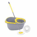 Frestol Plastic Mop +2 Refill+Rod – Grey/Lemon