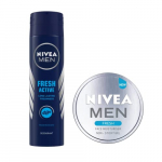 Nivea Men Deodorant, Fresh Acitve, 150 Ml And Nivea Men Fresh Face Moisturizer Gel, 75 Ml
