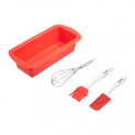 Amazon Brand – Solimo Baking Set (4 Pieces, Scraper, Brush, Whisk, Cake Mould)