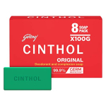 Cinthol Original Bath Soap – 100G (Pack Of 8) | 99.9% Germ Protection | Doctor Recommended | Grade 1 Soap | Deo Fragrance