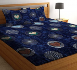 Pridhi Pure Cotton Geometric King Size Double Bedsheet With 2 Pillow Covers For Bedroom(Design 66)