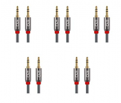 C&E Cne47036 1.5 Ft(0.4 M) 3.5Mm Aux Male To Male Extension Stereo Audio Cable Grey (1.5 Feet/0.4 Meters) Compatible For Iphone, Ipad Or Smartphones, Tablets, Media Players (5 Pack)