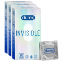 Durex Invisible Super Ultra Thin Condoms For Men – 10 Count|Pack Of 3| Suitable For Use With Lubes & Toys, White