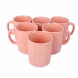 Anwaliya Fauna Series Ceramic Coffee Mugs, 250 Ml, Set Of 6, Pink Square