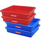 Wonder Prime Plastic Exel Small Ractangular Multipurpose Organising & Storage Tray Set, 4 Pc Set, Red Blue Color, Made In India, Kbs01829
