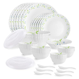 Cello Tropical Lagoon Dazzle Series Opalware Dinner Set, 35 Pieces, Service For 6, White, Extra Large