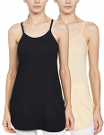 Longies Women’S Kurti Slips Pack Of 2, Black & Skin002, L (Lwksppo2V001)
