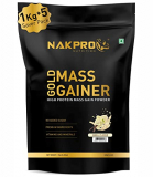 Nakpro Gold Mass Gainer | High Protein & High Calorie | 21G Protein, 68G Carbs | Added Vitamins, Minerals & Creatine | Easy Mixing, Easy Digesting Mass Gainer Powder For Men & Women | 5 Kgs (1 Kg*5 Nos) Vanilla Flavour (50 Servings)