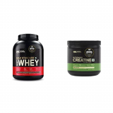 Optimum Nutrition (On) Gold Standard 100% Whey Protein Powder – 5 Lbs, 2.27 Kg (Double Rich Chocolate) + Micronized Creatine Monohydrate Powder – 300 Grams (Unflavored)