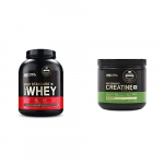 Optimum Nutrition (On) Gold Standard 100% Whey Protein Powder – 5 Lbs, 2.27 Kg (Double Rich Chocolate) + Micronized Creatine Monohydrate Powder – 300 Grams (Unflavored)