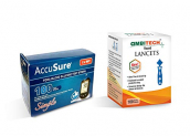 Accusure Simple Blood Monitoring System , 100 Test Strips With Ambi Tech 100 Round Lancets