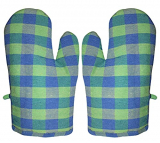 Glun Pair Of Extra Padded Unique Check Pattern Oven Gloves Heat Resistant, Protection Of Hands From Hot Utensils, Grill, Barbecue (Green Blue Checkered Oven Gloves)