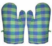 Glun Pair Of Extra Padded Unique Check Pattern Oven Gloves Heat Resistant, Protection Of Hands From Hot Utensils, Grill, Barbecue (Green Blue Checkered Oven Gloves)