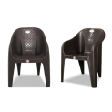 Arlavya Furniture Plastic Arm Chair For Home, Garden, Office, Living Room, Cafeteria Plastic Outdoor Chair | 1 Year Warranty | Color – Brown | Set Of 2