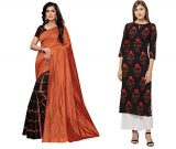 Anni Designer Women’S Multicolorprinted Saree And Printed Kurti (Kriti-Sk (3)_M)