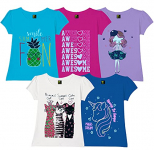 Tom & Tina Regular Fit Girls T-Shirts – Pack Of 5, Multi-Colored (Tshrt-0173)