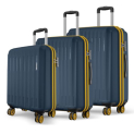 Safari Genius Alley Set Of 3 (Cabin+ Medium + Large) Trolley Bags Hard Case Polypropylene, 4 Wheels, 360 Degree Wheeling Luggage, Travel Bag, Suitcase For Travel, Trolley Bags For Travel, Navy