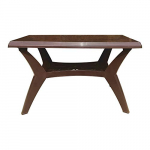 National Jaipur Plastic Contemporary Roma Four Seater Dining Table – Brown, Standard
