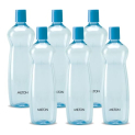 Milton Pacific Pack Of 6 Water Bottles, 1 Litre Each, Reusable Plastic Fridge Bottle Set, Bpa Free And Leak Proof Bottles For Travel, Work, Blue